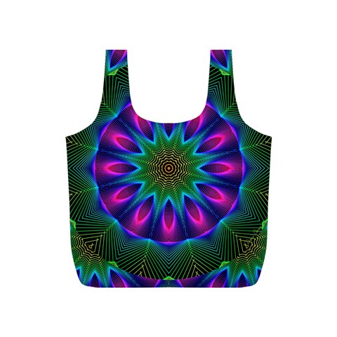 Star Of Leaves, Abstract Magenta Green Forest Reusable Bag (S) from ArtsNow.com Front