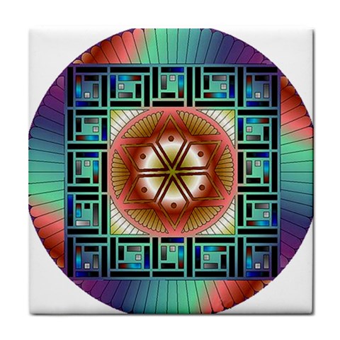 Cosmic Code Tile Coaster from ArtsNow.com Front