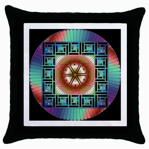 Cosmic Code Throw Pillow Case (Black) from ArtsNow.com Front