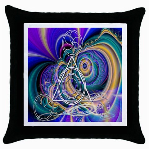 Crop Circle Abstract Throw Pillow Case (Black) from ArtsNow.com Front