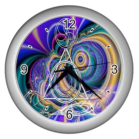 Crop Circle Abstract Wall Clock (Silver) from ArtsNow.com Front