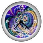 Crop Circle Abstract Wall Clock (Silver)