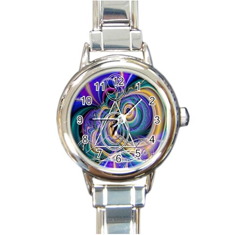 Crop Circle Abstract Round Italian Charm Watch from ArtsNow.com Front