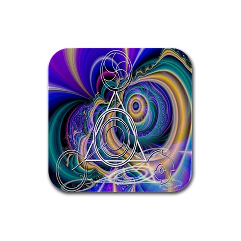 Crop Circle Abstract Rubber Square Coaster (4 pack) from ArtsNow.com Front