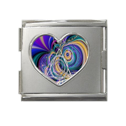 Crop Circle Abstract Mega Link Heart Italian Charm (18mm) from ArtsNow.com Front