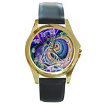 Crop Circle Abstract Round Gold Metal Watch