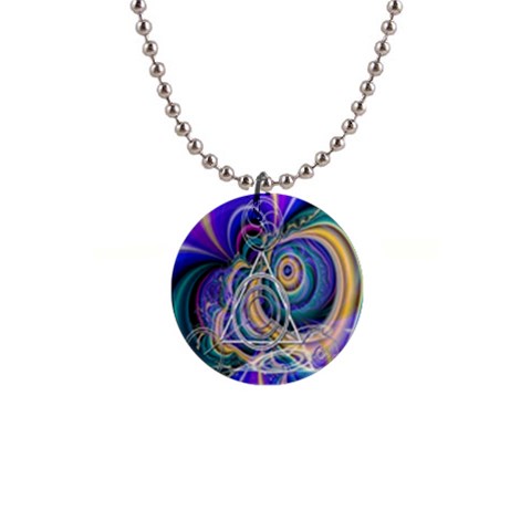 Crop Circle Abstract 1  Button Necklace from ArtsNow.com Front