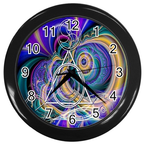 Crop Circle Abstract Wall Clock (Black) from ArtsNow.com Front