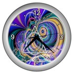 Crop Circle Abstract Wall Clock (Silver)