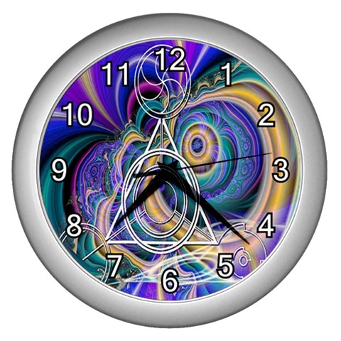 Crop Circle Abstract Wall Clock (Silver) from ArtsNow.com Front