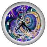 Crop Circle Abstract Wall Clock (Silver)