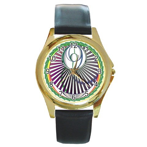 Divine Power Round Gold Metal Watch from ArtsNow.com Front