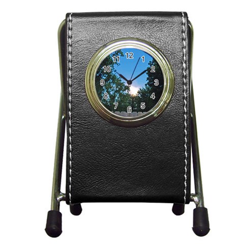 Coming Sunset Accented Edges Stationery Holder Clock from ArtsNow.com Front