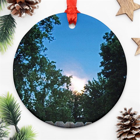 Coming Sunset Accented Edges Round Ornament (Two Sides) from ArtsNow.com Front