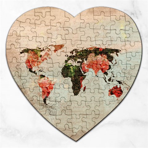 Vintageworldmap1200 Jigsaw Puzzle (Heart) from ArtsNow.com Front