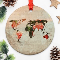 Vintageworldmap1200 Round Ornament (Two Sides) from ArtsNow.com Front