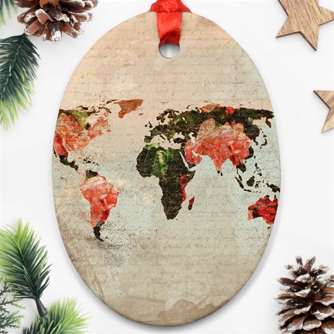 Vintageworldmap1200 Oval Ornament (Two Sides) from ArtsNow.com Front