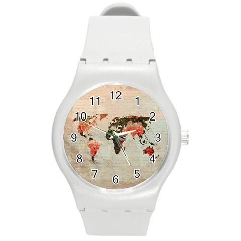 Vintageworldmap1200 Plastic Sport Watch (Medium) from ArtsNow.com Front