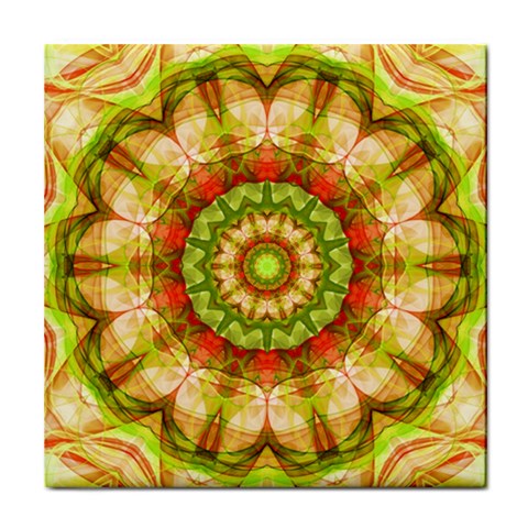 Red Green Apples Mandala Ceramic Tile from ArtsNow.com Front