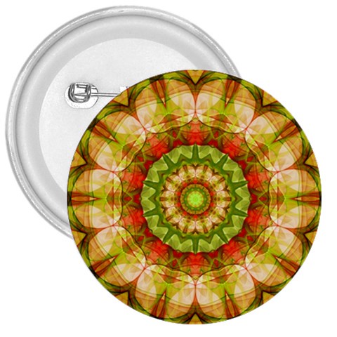 Red Green Apples Mandala 3  Button from ArtsNow.com Front