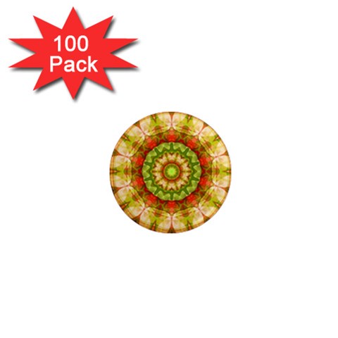 Red Green Apples Mandala 1  Mini Button Magnet (100 pack) from ArtsNow.com Front