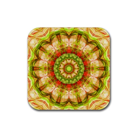 Red Green Apples Mandala Drink Coaster (Square) from ArtsNow.com Front