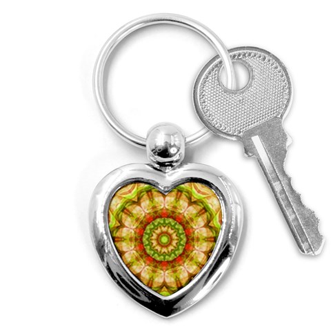 Red Green Apples Mandala Key Chain (Heart) from ArtsNow.com Front