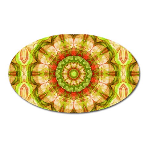 Red Green Apples Mandala Magnet (Oval) from ArtsNow.com Front