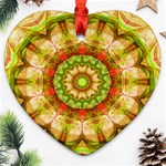 Red Green Apples Mandala Heart Ornament (Two Sides)