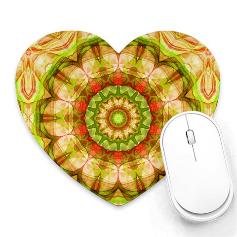 Red Green Apples Mandala Mouse Pad (Heart) from ArtsNow.com Front