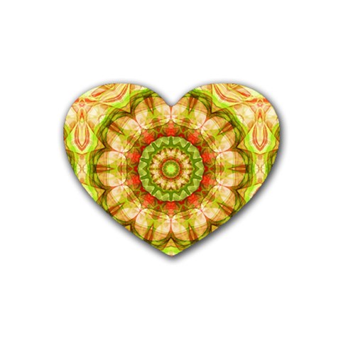 Red Green Apples Mandala Drink Coasters (Heart) from ArtsNow.com Front