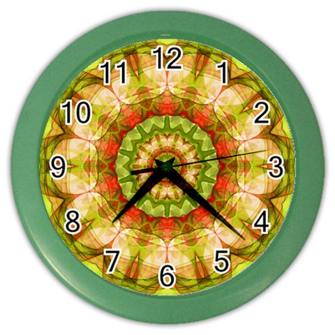 Red Green Apples Mandala Wall Clock (Color) from ArtsNow.com Front