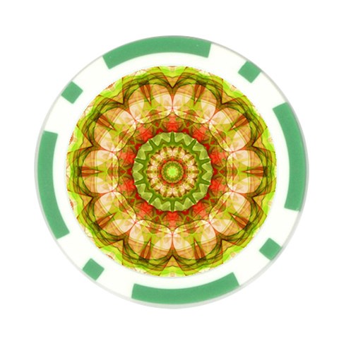 Red Green Apples Mandala Poker Chip from ArtsNow.com Front