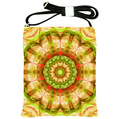 Red Green Apples Mandala Shoulder Sling Bag from ArtsNow.com Front