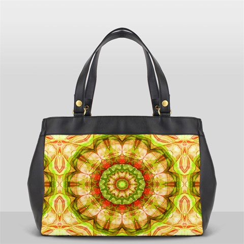 Red Green Apples Mandala Oversize Office Handbag (One Side) from ArtsNow.com Front