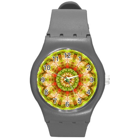 Red Green Apples Mandala Plastic Sport Watch (Medium) from ArtsNow.com Front