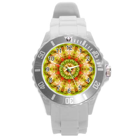 Red Green Apples Mandala Plastic Sport Watch (Large) from ArtsNow.com Front