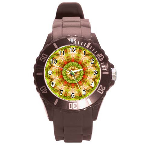 Red Green Apples Mandala Plastic Sport Watch (Large) from ArtsNow.com Front