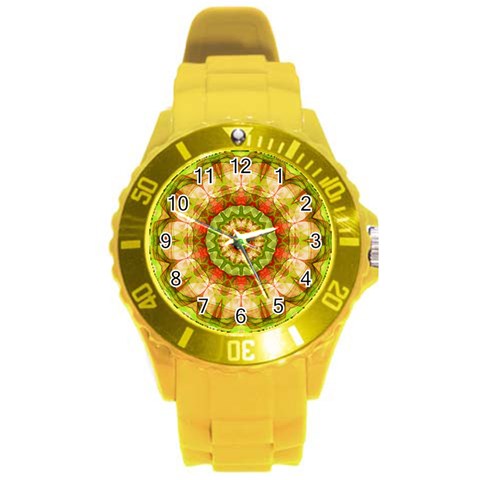 Red Green Apples Mandala Plastic Sport Watch (Large) from ArtsNow.com Front