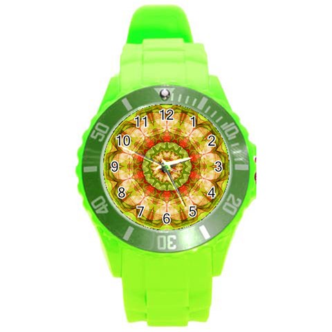 Red Green Apples Mandala Plastic Sport Watch (Large) from ArtsNow.com Front