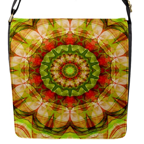 Red Green Apples Mandala Flap Closure Messenger Bag (Small) from ArtsNow.com Front