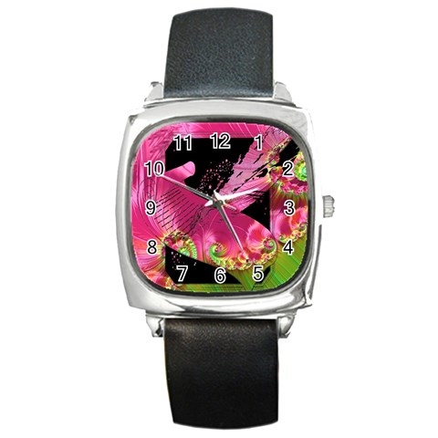 Elegant Writer Square Leather Watch from ArtsNow.com Front