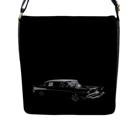 Classic Black Flap Closure Messenger Bag (Large) from ArtsNow.com Front