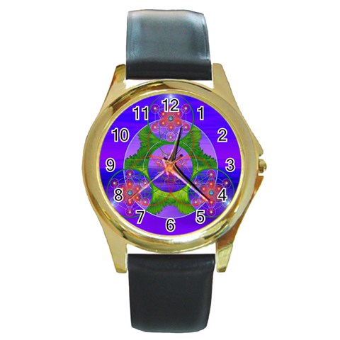 Grailcode3 Round Gold Metal Watch from ArtsNow.com Front