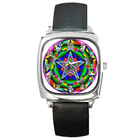 Icosidodecahedron Square Metal Watch from ArtsNow.com Front