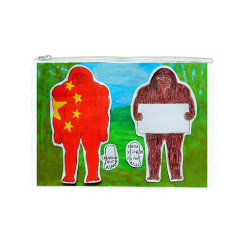 2 Yeh Ren,text & Flag In Forest  Cosmetic Bag (Large) from ArtsNow.com Front