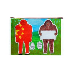 2 Yeh Ren,text & Flag In Forest  Cosmetic Bag (Large) from ArtsNow.com Front