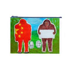 2 Yeh Ren,text & Flag In Forest  Cosmetic Bag (Large) from ArtsNow.com Front