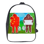 2 Yeh Ren,text & Flag In Forest  School Bag (Large)