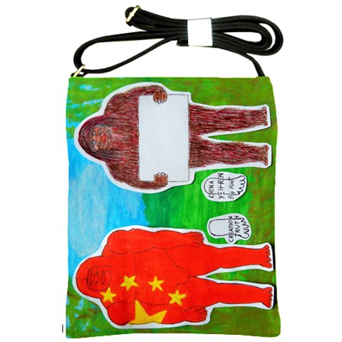 2 Yeh Ren,text & Flag In Forest  Shoulder Sling Bag from ArtsNow.com Front